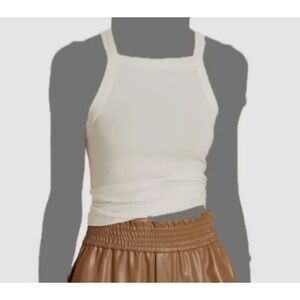 A.L.C Women ‘s White Hannah Sleeveless Racerback Knit Tank Top